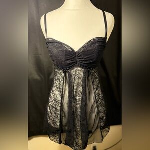 Frederick's of Hollywood - Black See Through Lace Padded Push Up Bra Slip On